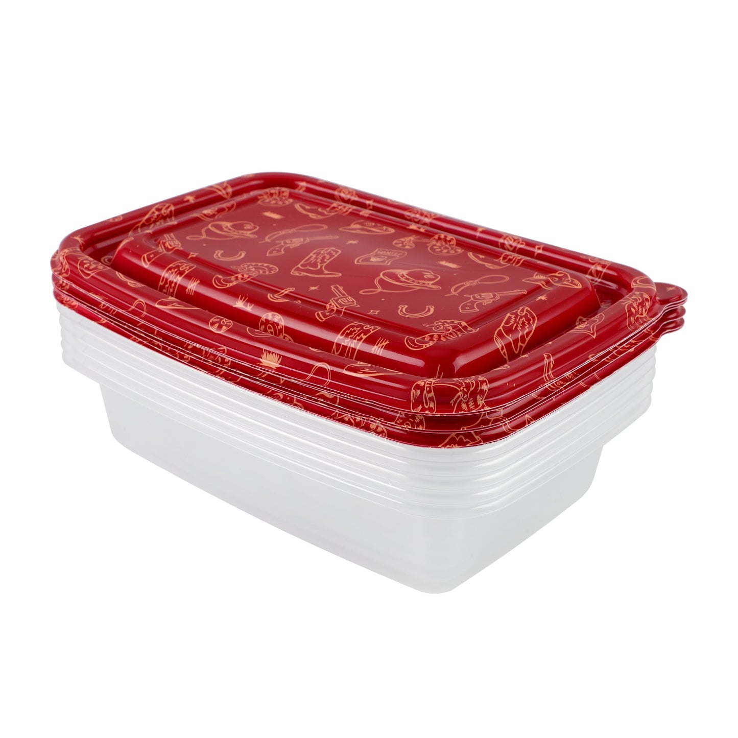 Cook With Color 12-Piece Food Storage Set with Texas Rodeo Printed Lids Ð 6 Containers with Lids, 1000ml