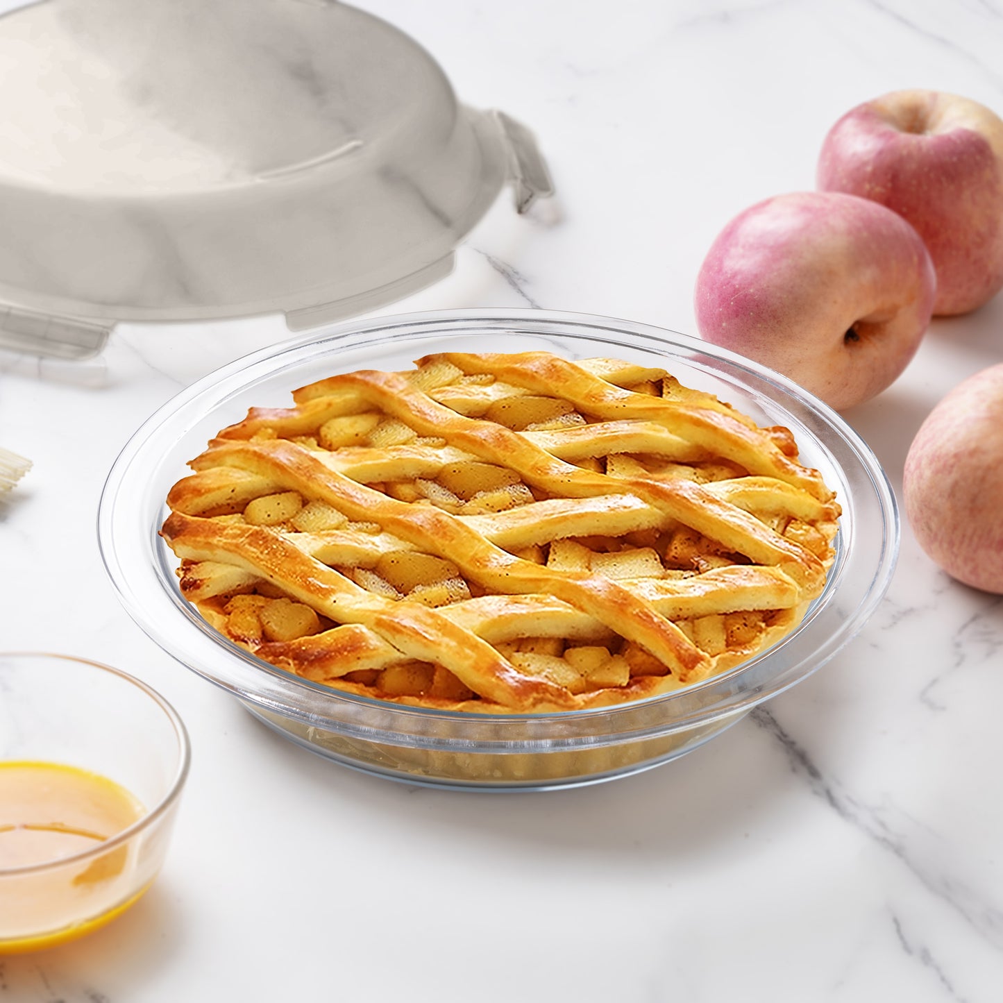 Cook With Color Glass Pie Dish with Lid, 9-Inch, BPA-Free Borosilicate, Microwave & Dishwasher Safe