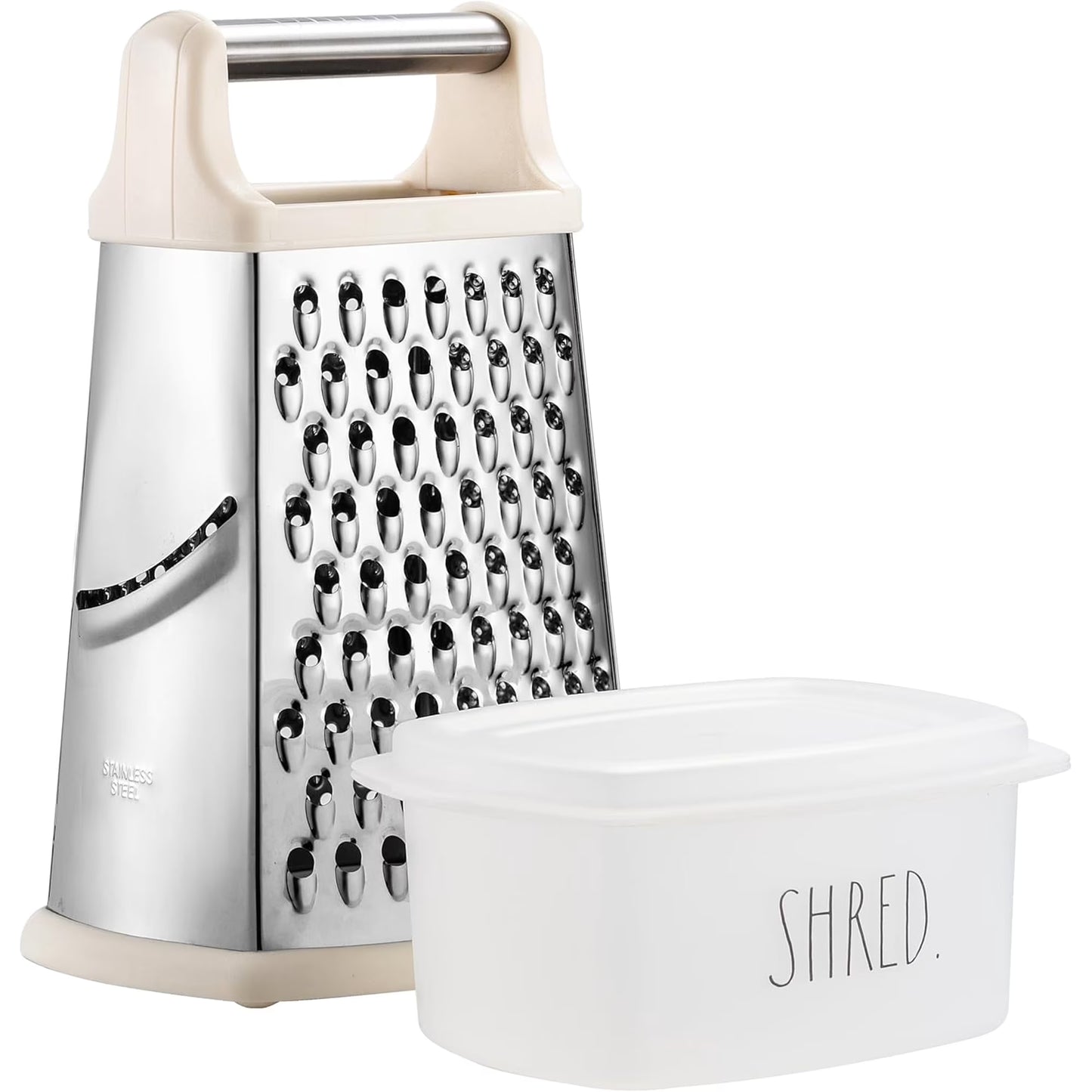 Rae Dunn Everyday Collection Multifunction Grater- Stainless Steel Grater and Zester for Cheese, Spices, Vegetables, Cream
