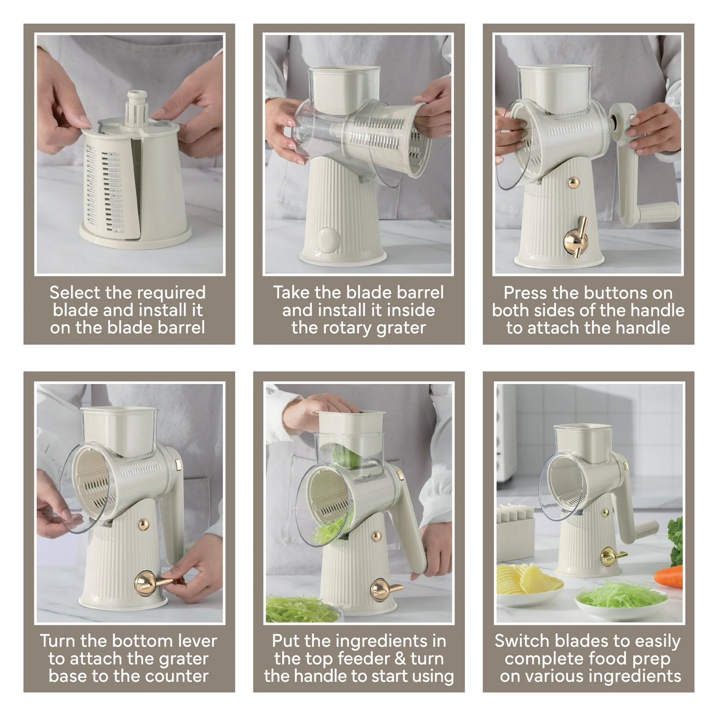Cook with Color Cheese Grater Rotary – Easy-to-Use Food Shredder for Cheese, Cream