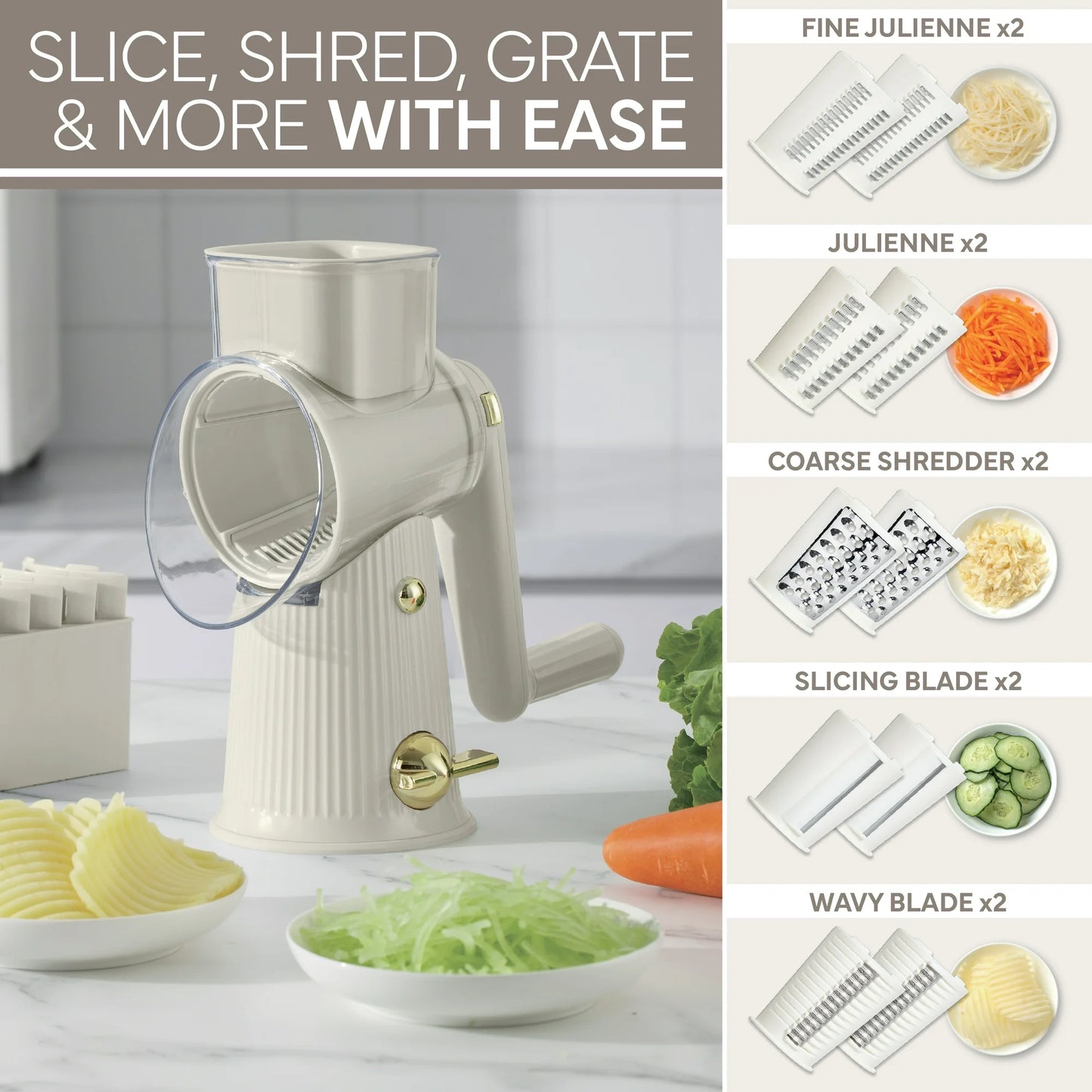 Cook with Color Cheese Grater Rotary – Easy-to-Use Food Shredder for Cheese, Cream