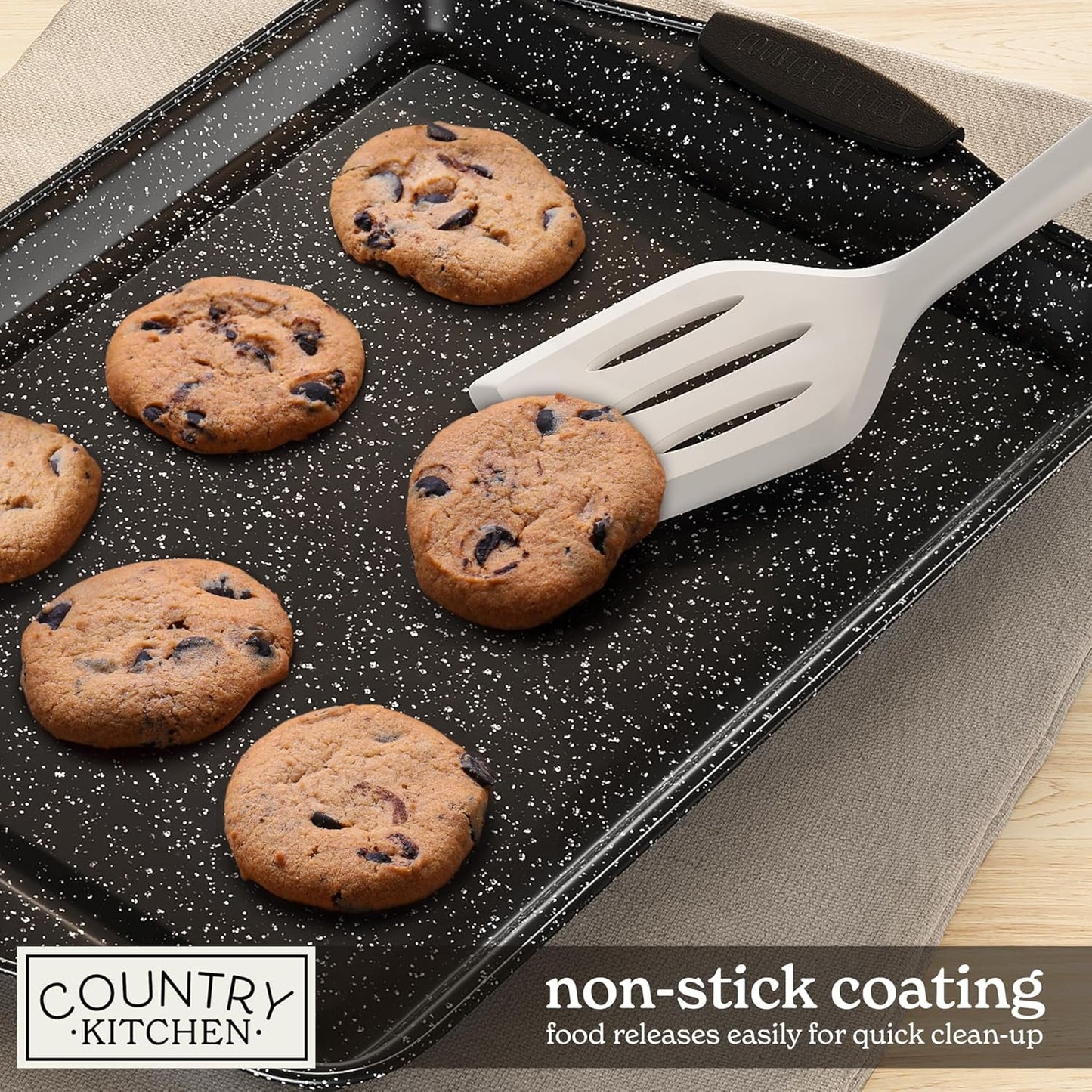 Country Kitchen 10-Piece Nonstick Bakeware Set - Stackable Pots and Pans for Cookware, Black