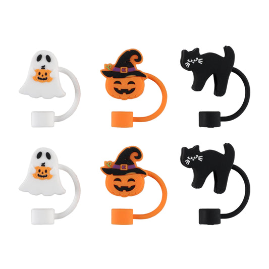 Cook With Color 6-Piece Halloween Straw Toppers Ð Multicolor Spiderweb Shapes, Dishwasher Safe
