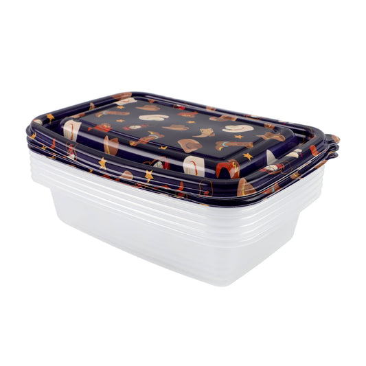 Cook With Color 12-Piece Food Storage Set with Midnight Rodeo Printed Lids Ð 6 Containers with Lids, 1000ml