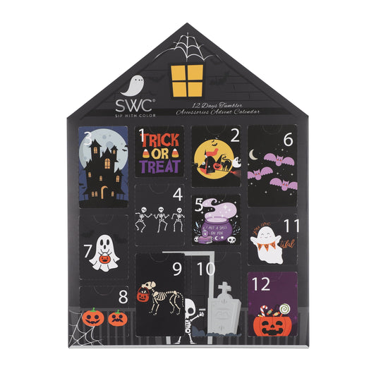 Cook With Color Halloween 12-Piece Water Bottle Accessory Advent Calendar - Hydration Gift Set, Black