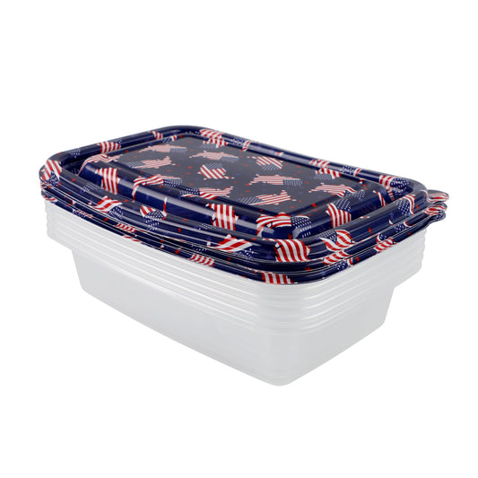 Cook With Color 12-Piece Food Storage Set with Patriotic USA Printed Lids Ð 6 Containers with Lids, 1000ml