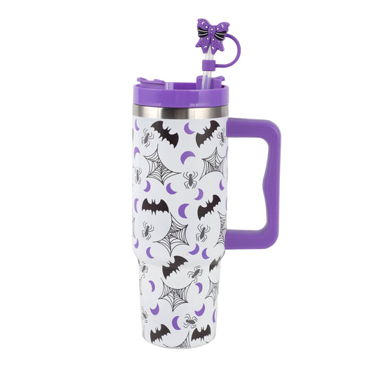 Cook With Color 30 oz Stainless Steel Insulated Tumbler with Handle Ð Includes Lid & Straw, Spill-Proof Design