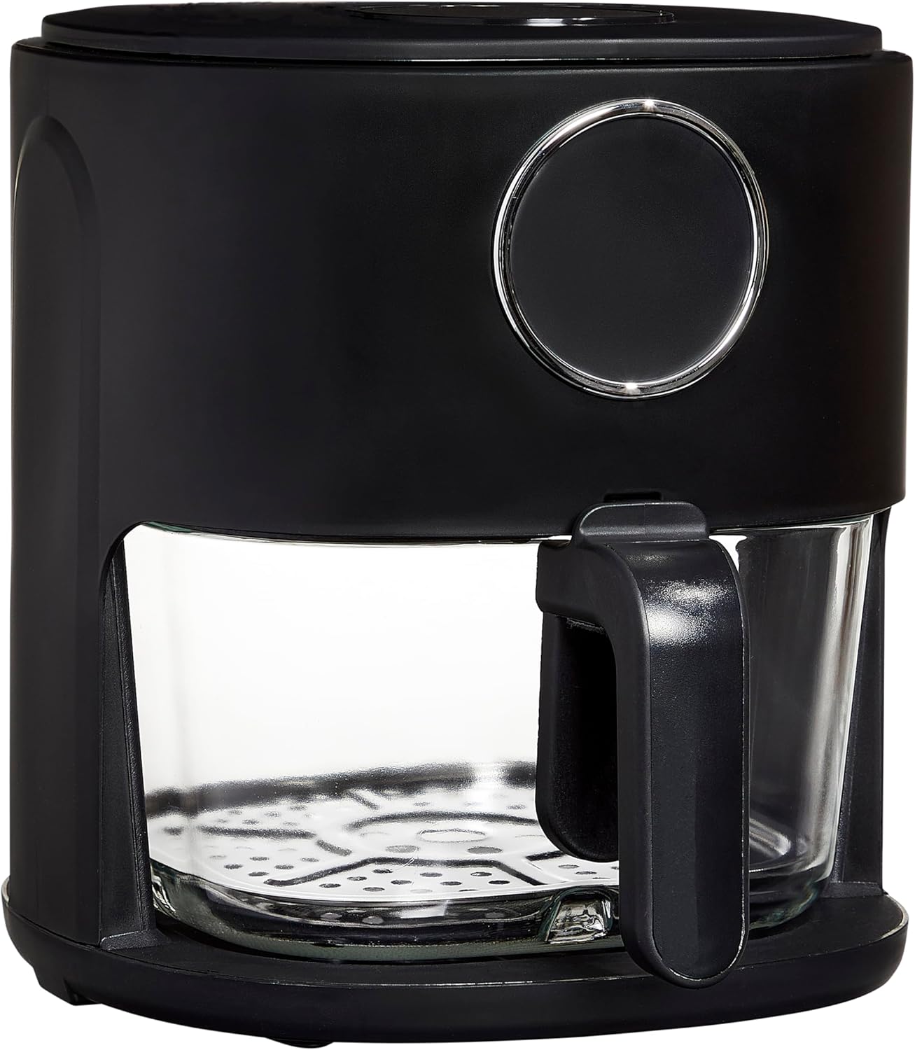 Cook with Color 1200W 4Qt Air Fryer: Stylish Design, Glass Basket, Dishwasher Safe, Digital Display, 6 Presets - Variable Temp 175°F to 400°F & 60-Min Timer