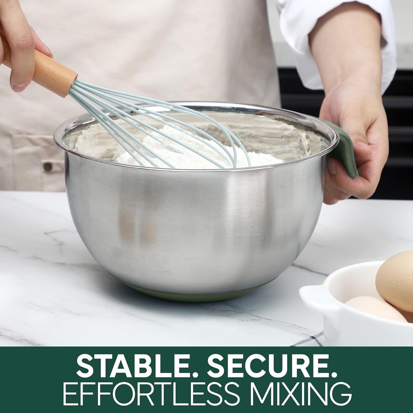 COOK WITH COLOR Stainless Steel Mixing Bowls Set and Measuring Cups- Nesting Bowls with Non-Slip Bottom and Easy-Grip Handles, Rose, 11 Pieces