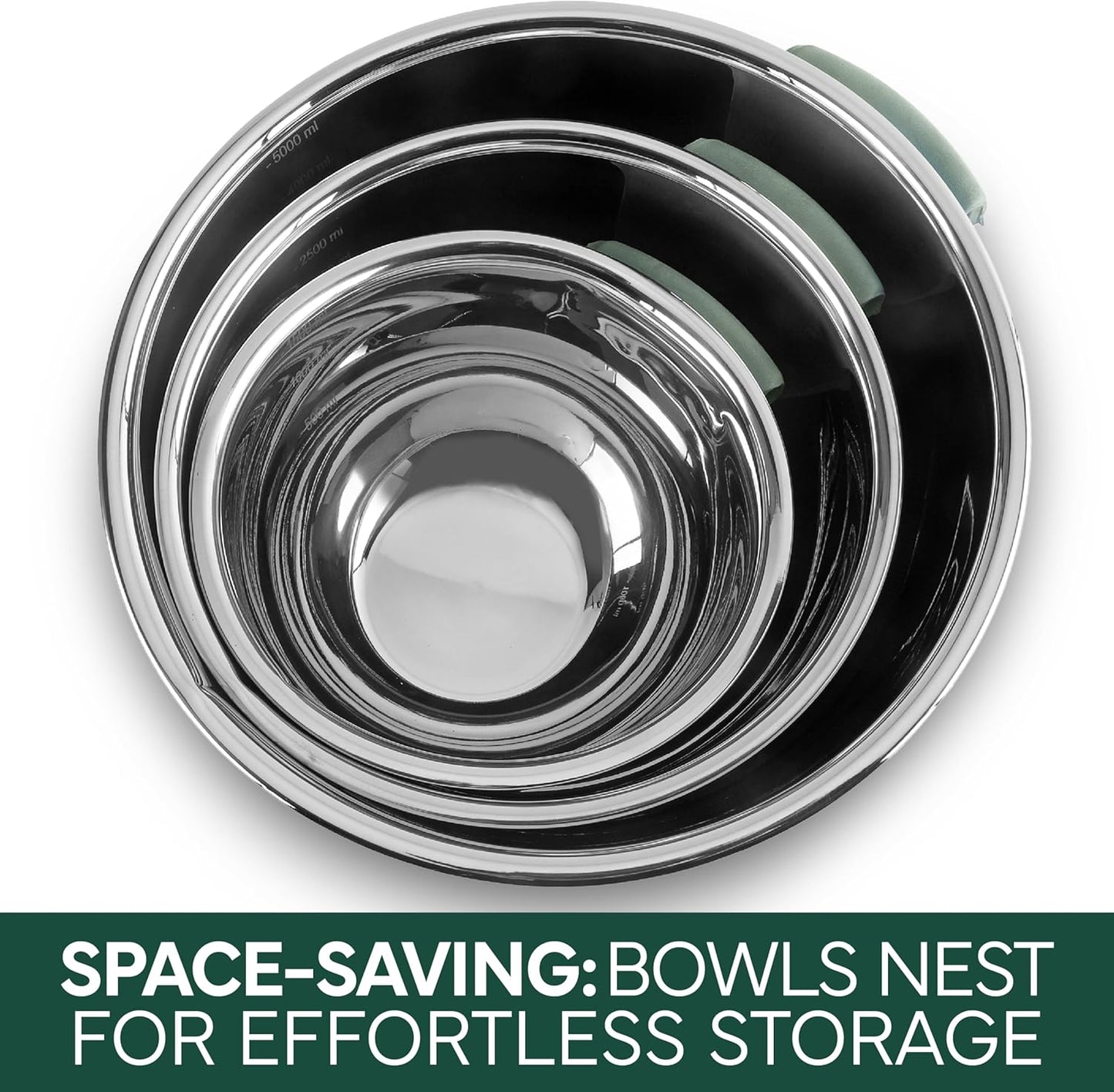 COOK WITH COLOR Stainless Steel Mixing Bowls Set and Measuring Cups- Nesting Bowls with Non-Slip Bottom and Easy-Grip Handles, Rose, 11 Pieces