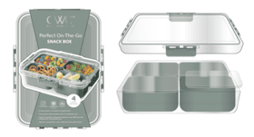 Cook With Color Mini Snack Boxes, 2-Pack Ð 4-Compartment Food Storage with Lids, Green