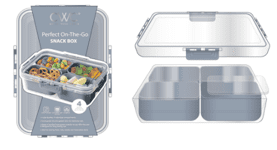 Cook With Color Mini Snack Boxes, 2-Pack Ð 4-Compartment Food Storage with Lids, Light Blue