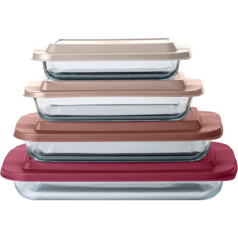 COOK WITH COLOR 8-Pc Glass Baking Dish Set with Lids, Microwave-Safe Glass Bakeware Set