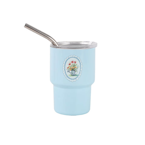 Cook With Color 5oz Double Walled Stainless Steel Mini Tumbler, Vacuum Insulated, Reusable Cup, Spring Design