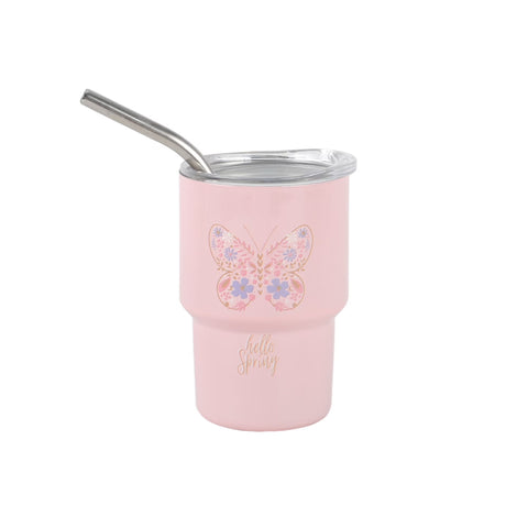 Cook With Color 5oz Double Walled Stainless Steel Mini Tumbler, Vacuum Insulated, Reusable Cup, Spring Design