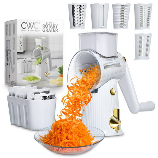 Cook with Color Cheese Grater Rotary – Easy-to-Use Food Shredder for Cheese, Grey