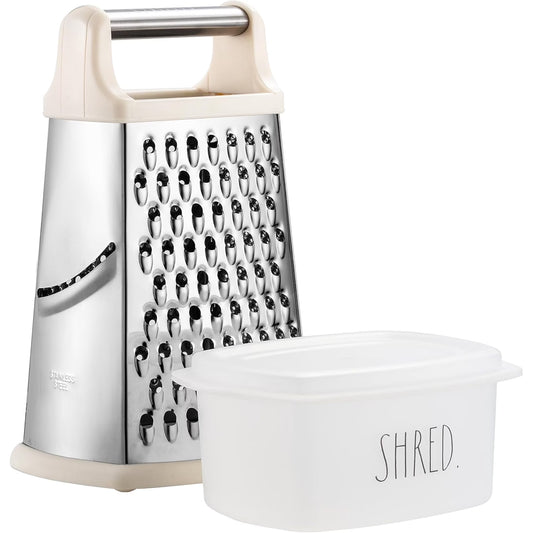 Rae Dunn Everyday Collection Multifunction Grater- Stainless Steel Grater and Zester for Cheese, Spices, Vegetables, Cream