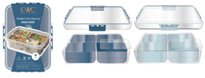Cook With Color Mini Snack Boxes, 2-Pack Ð 4-Compartment Food Storage with Lids, Blue