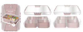 Cook With Color Mini Snack Boxes, 2-Pack Ð 4-Compartment Food Storage with Lids, Pink