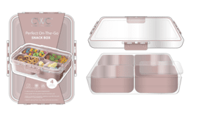 Cook With Color Mini Snack Boxes, 2-Pack Ð 4-Compartment Food Storage with Lids, Pink