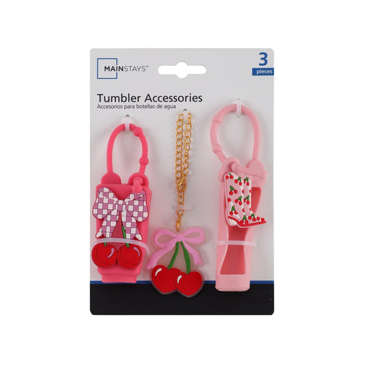 Mainstays 3-Piece Tumbler Accessories Set Ð Boot Chapstick Cover, Cherry Charm & Sanitizer Holder