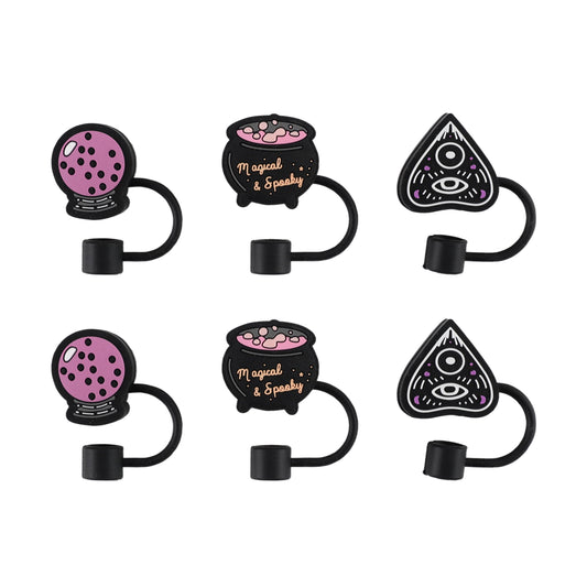 Cook With Color 6-Piece Halloween Straw Toppers Ð Multicolor Cauldron Shapes, Dishwasher Safe