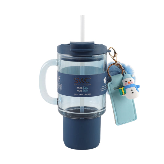 SWC 24OZ GLASS WATER BOTTLE SNOWMAN