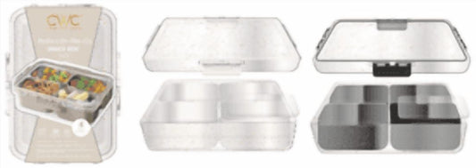 Cook With Color Mini Snack Boxes, 2-Pack Ð 4-Compartment Food Storage with Lids, Black