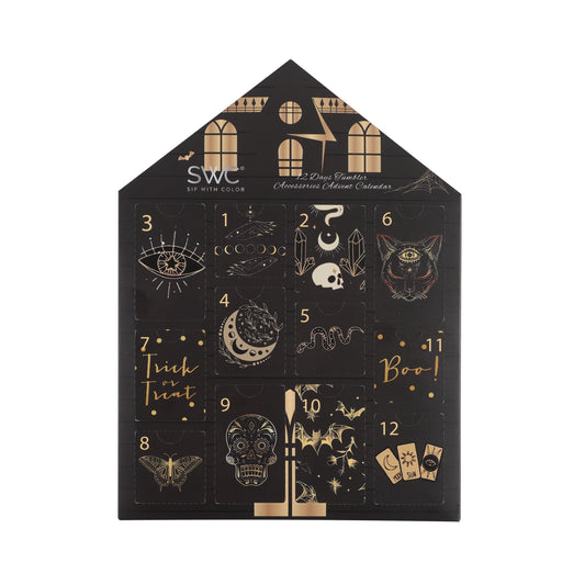 Cook With Color Halloween 12-Piece Water Bottle Accessory Advent Calendar - Hydration Gift Set, Gold