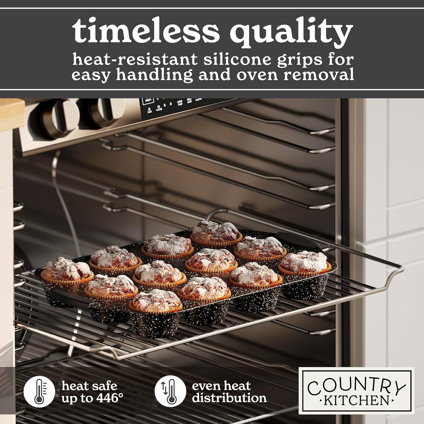 Country Kitchen 10-Piece Nonstick Bakeware Set - Stackable Pots and Pans for Cookware, Black