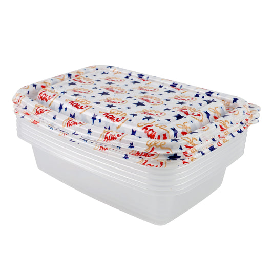 Cook With Color 12-Piece Food Storage Set with Yee Haw Star Spangled Printed Lids Ð 6 Containers with Lids, 1000ml
