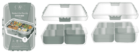 Cook With Color Mini Snack Boxes, 2-Pack Ð 4-Compartment Food Storage with Lids, Green