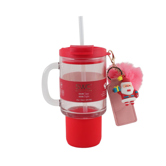 SWC 24OZ GLASS WATER BOTTLE SANTA