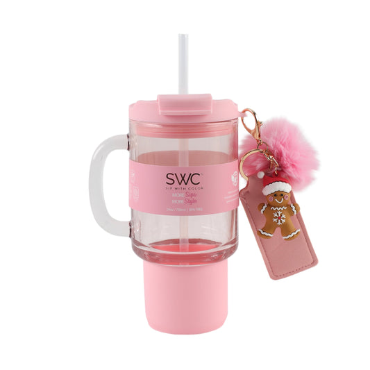 SWC 24OZ GLASS WATER CUP REED GINGER